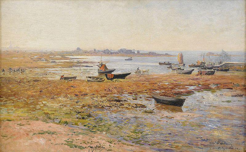 Alfred Wahlberg Fishing Boats at Saint Guenole France oil painting art